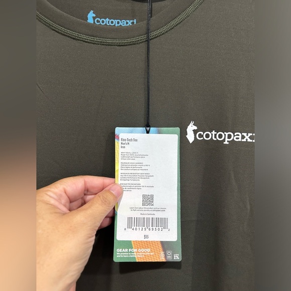 Cotopaxi Men's Medium Fino Tech Tee Iron Green NWT Quick Dry Soft Fabric - Picture 8 of 8